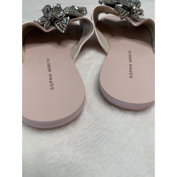 Sophia Webster Flats Lilico Crystal Pink Ruched Satin Slide Sandals 36.5 - Picture 7 of 11